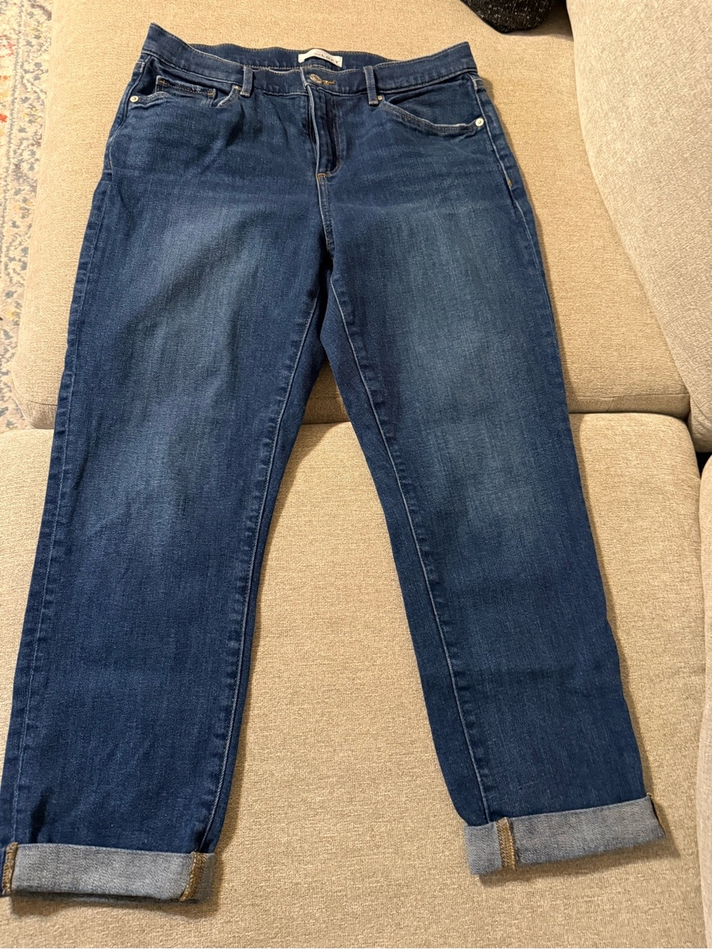 LOFT Dark Blue Cropped Straight Jeans